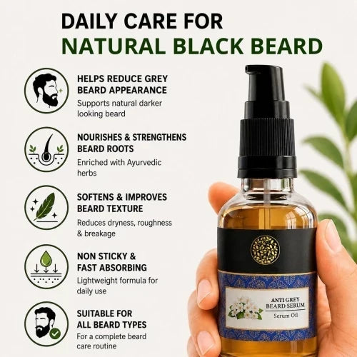 🧔‍♂️ Anti Grey Beard Serum Oil ⚡ | Restore Natural Beard Color & Boost Healthy Growth 🌿 | Buy 1  Get 1 Free✨